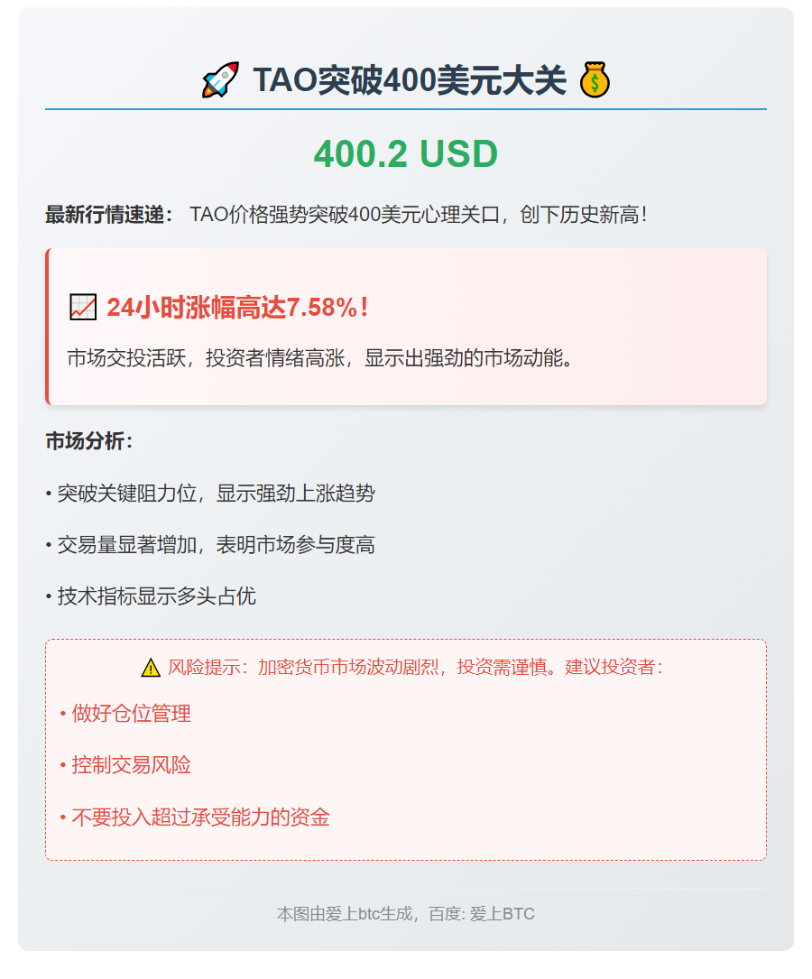 TAO突破400美元