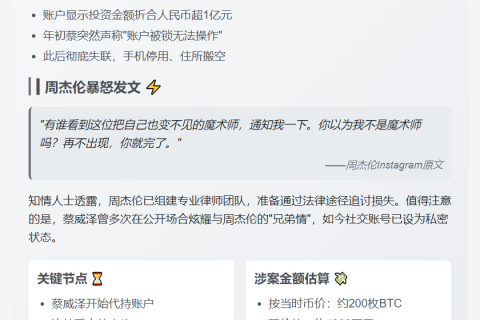 周杰伦好友卷走上亿比特币失踪