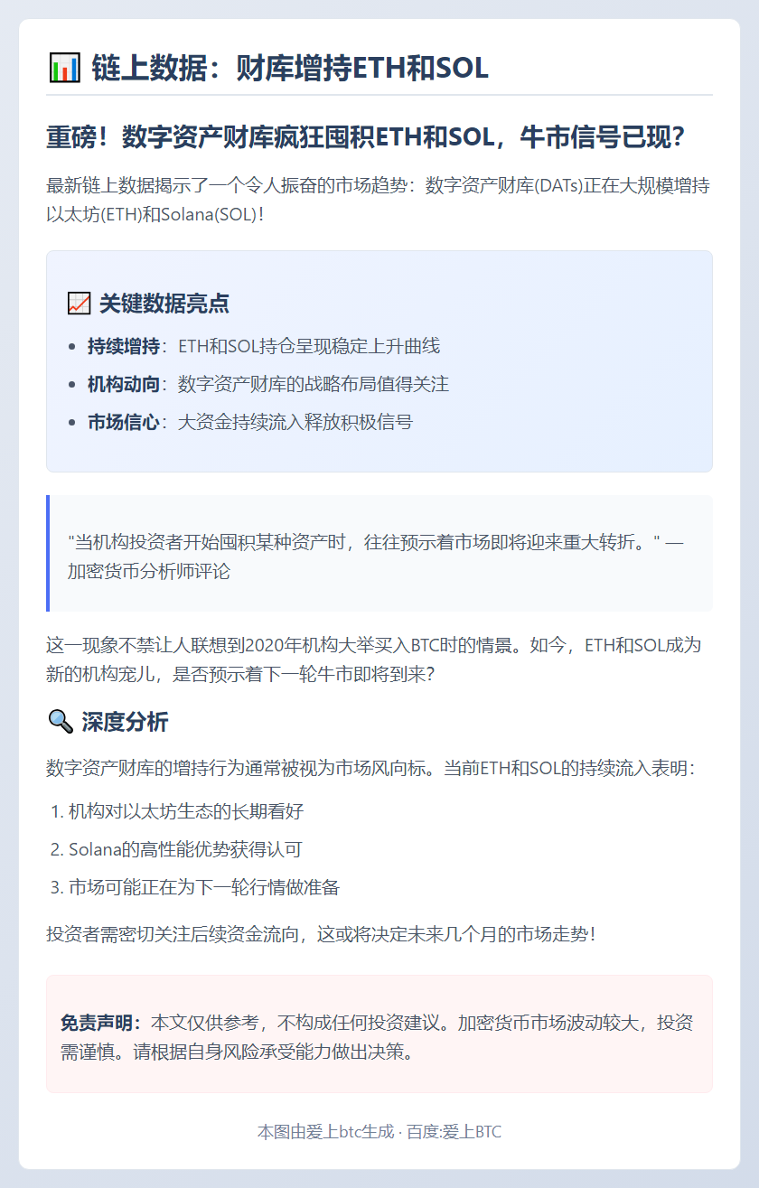 链上数据：财库增持ETH和SOL