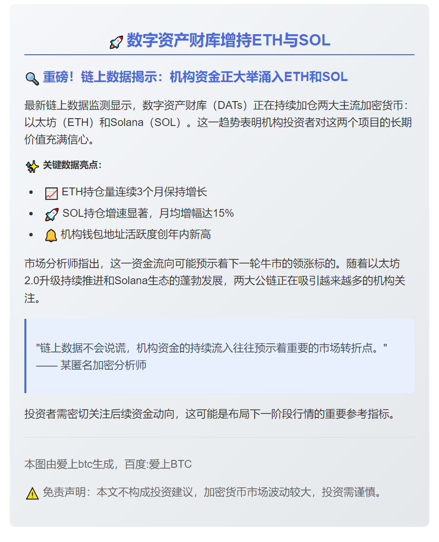 数字资产财库增持ETH与SOL