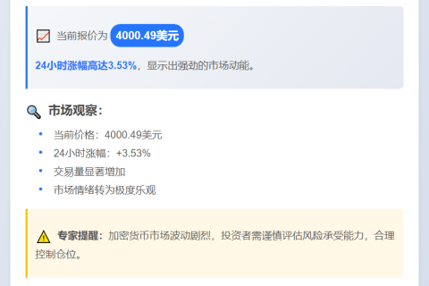 ETH突破4000美元