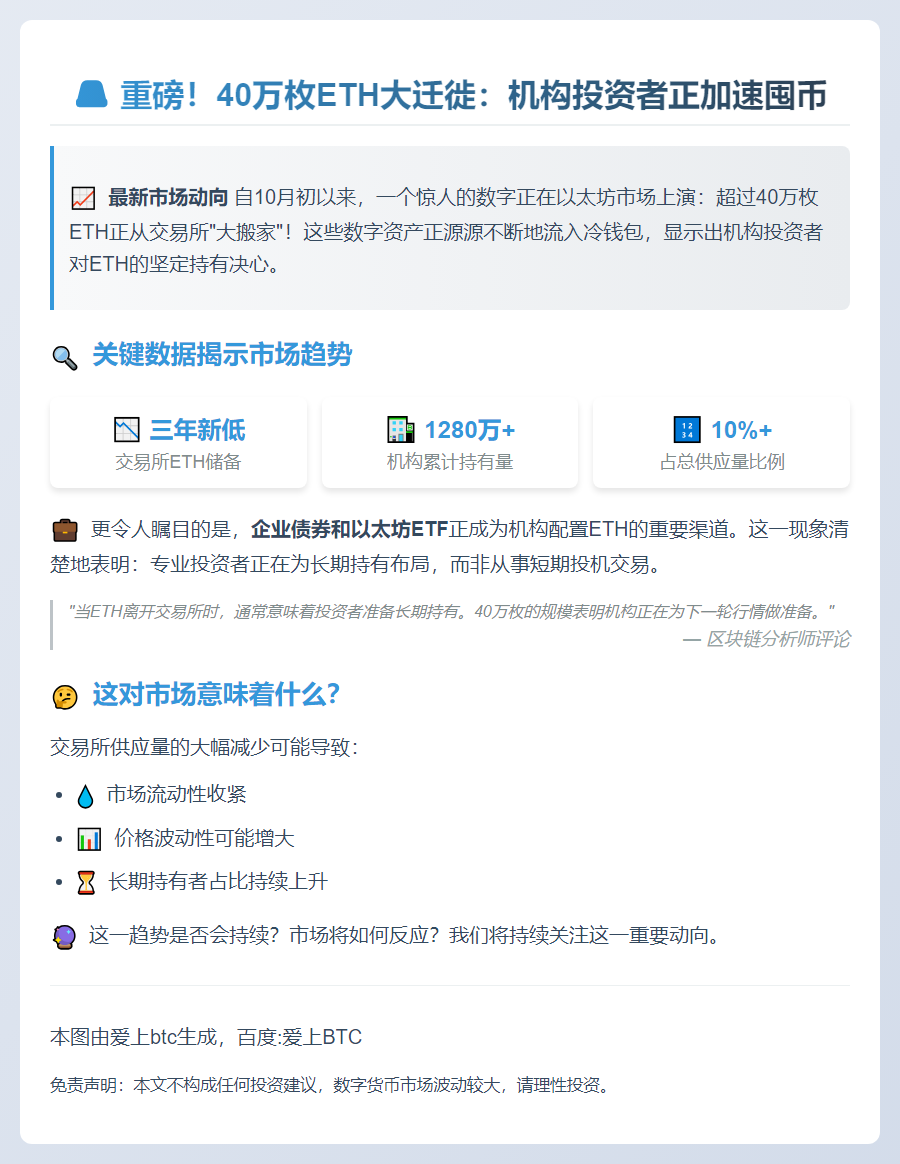 10月超40万ETH转冷钱包