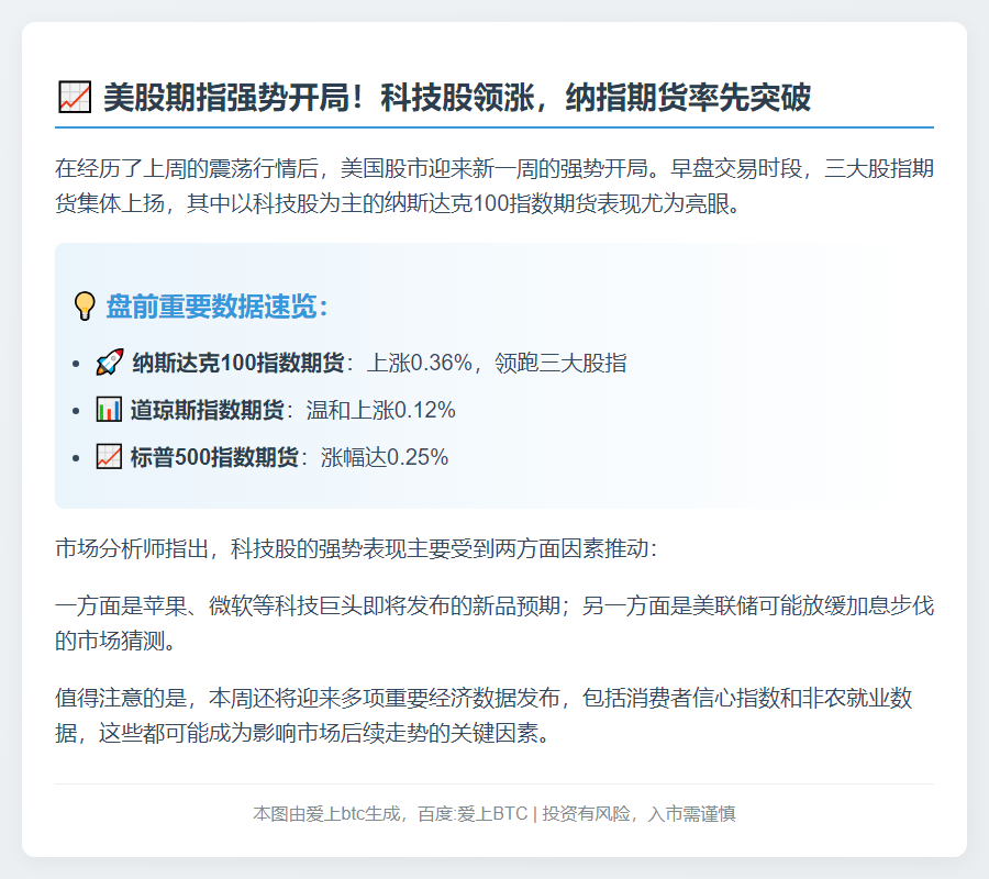 美股期货高开 纳指涨0.36%
