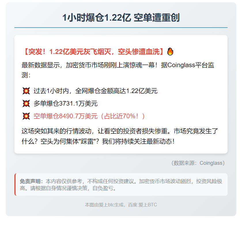 1小时爆仓1.22亿 空单遭重创