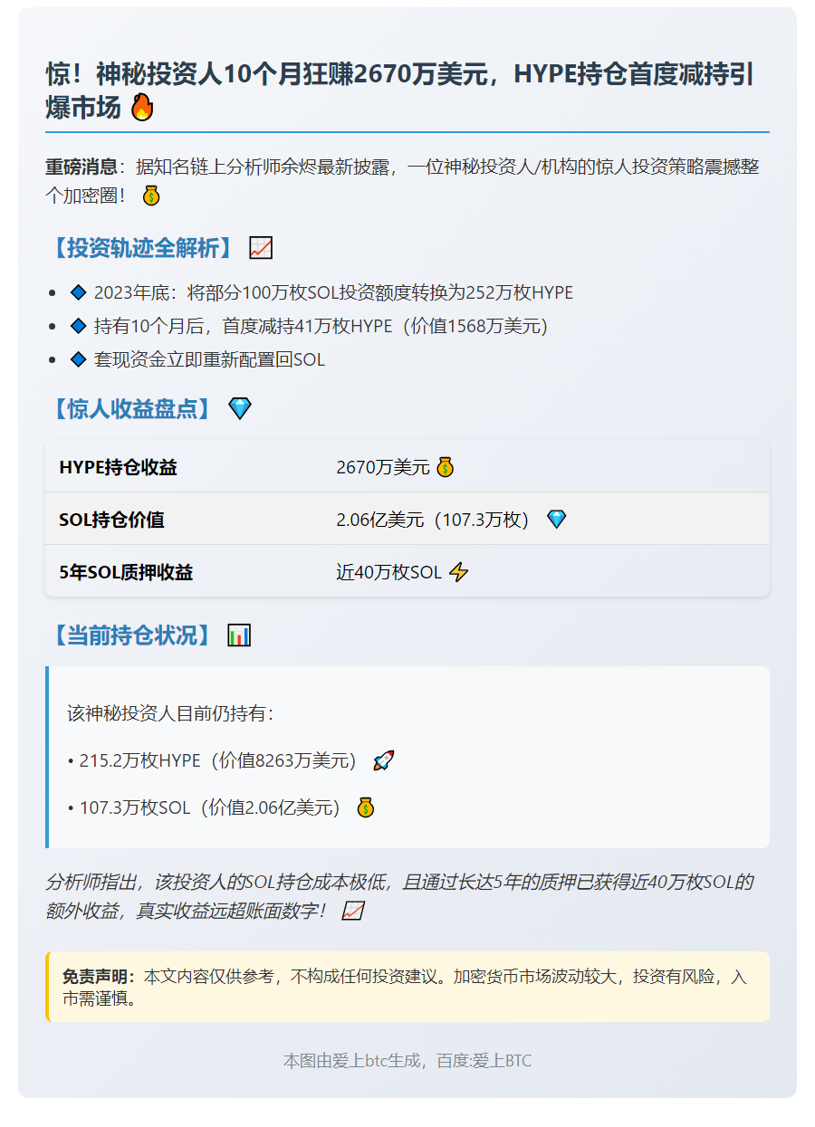 SOL投资人首次卖出41万HYPE换回SOL