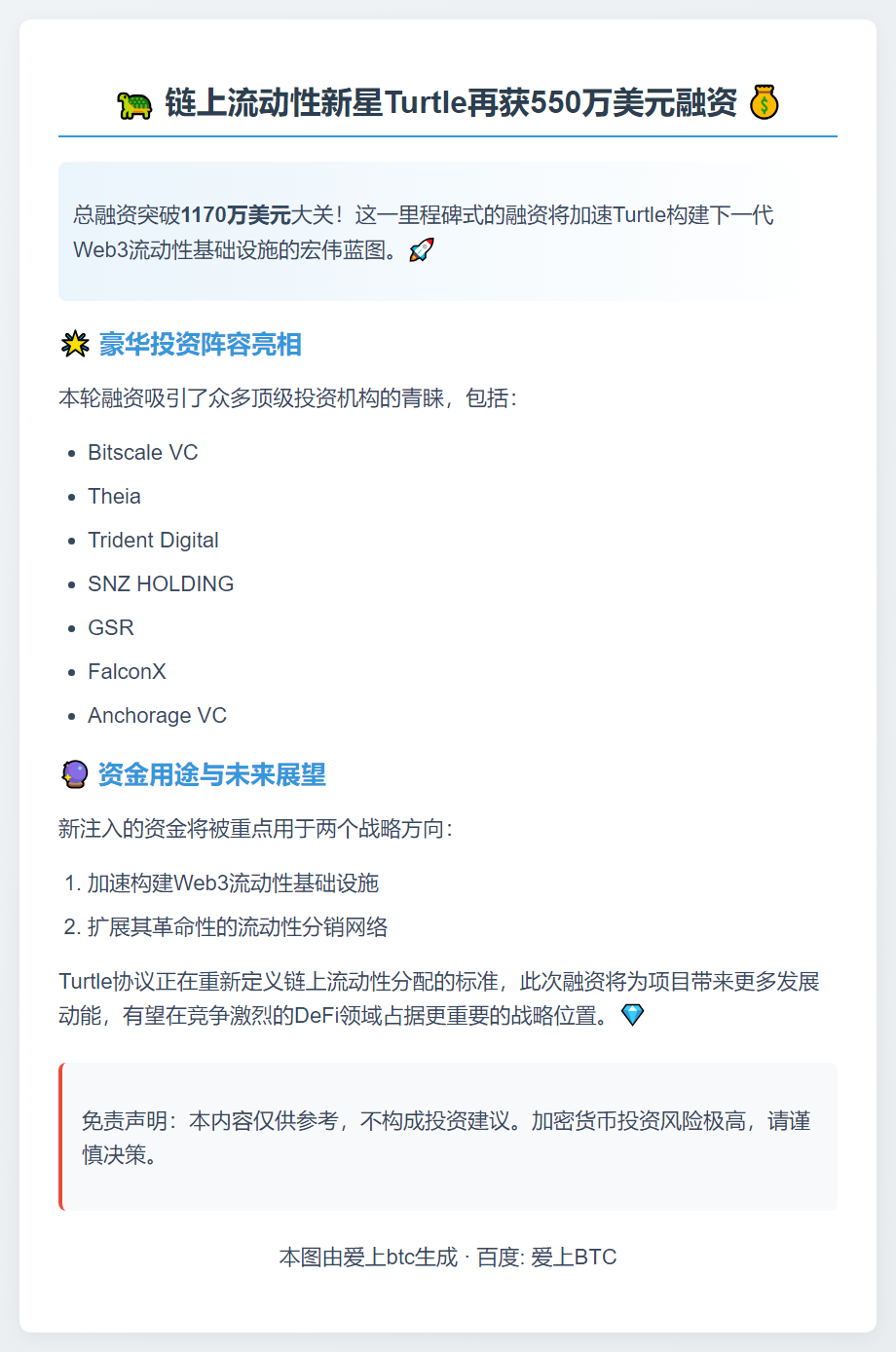 Turtle完成550万美元融资