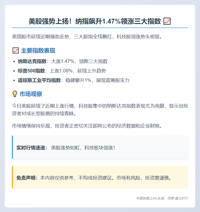 美股续涨，纳指升1.47%