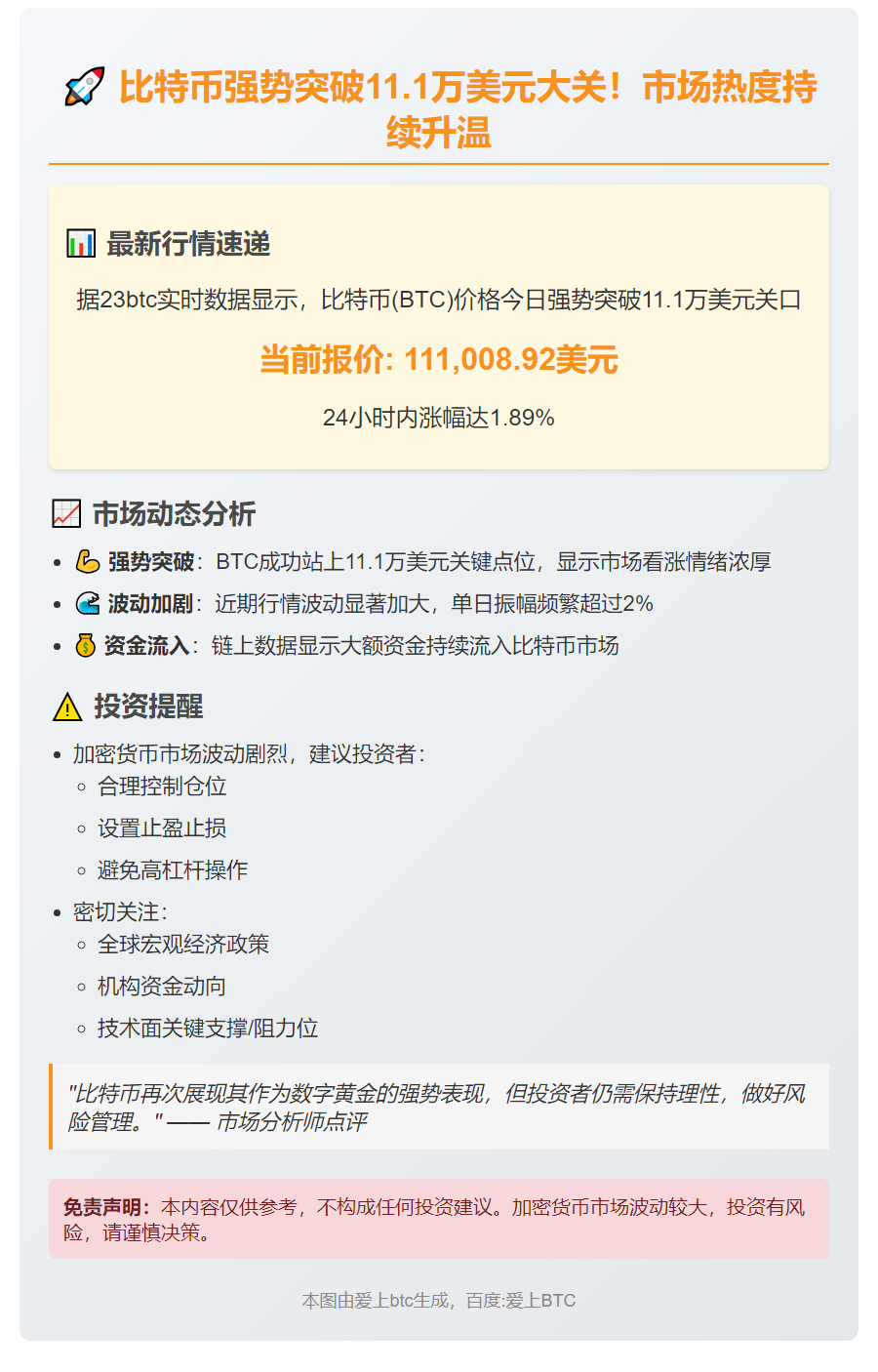 BTC破11.1万美元