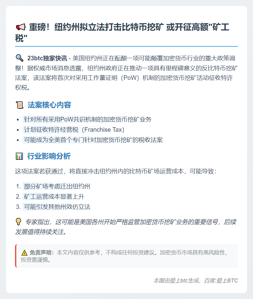 纽约州拟禁比特币挖矿