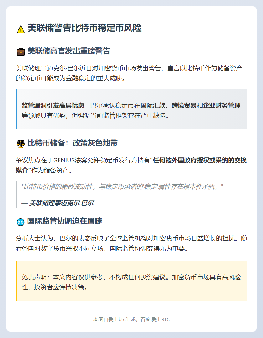 美联储警告比特币稳定币风险