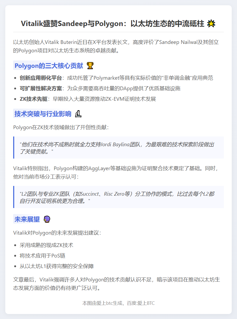 Vitalik点赞Sandeep与Polygon贡献
