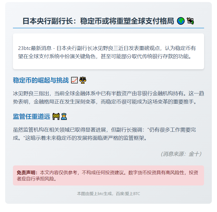 日本央行：稳定币或取代部分银行存款