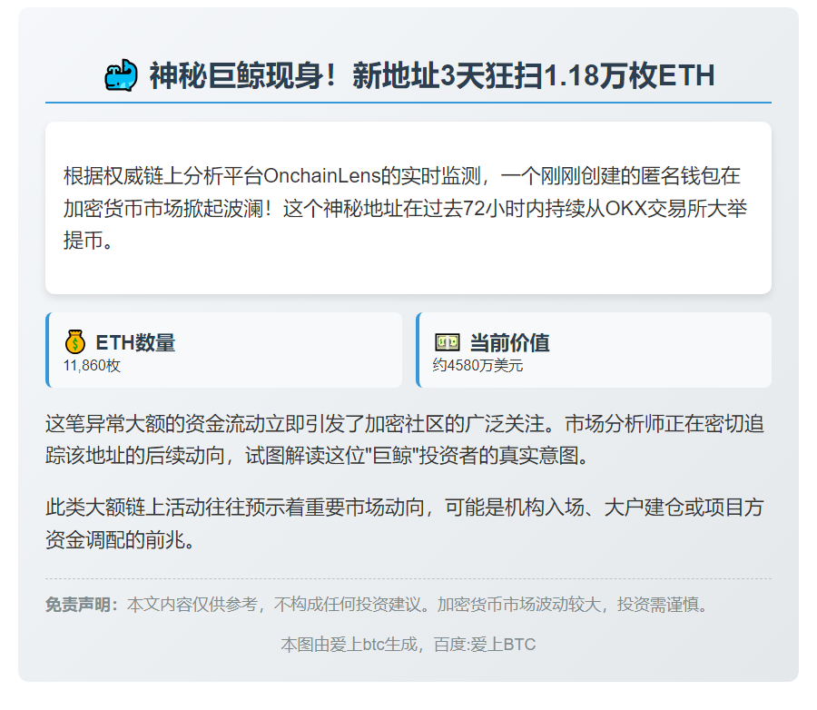 新地址3日提1万ETH 值4580万