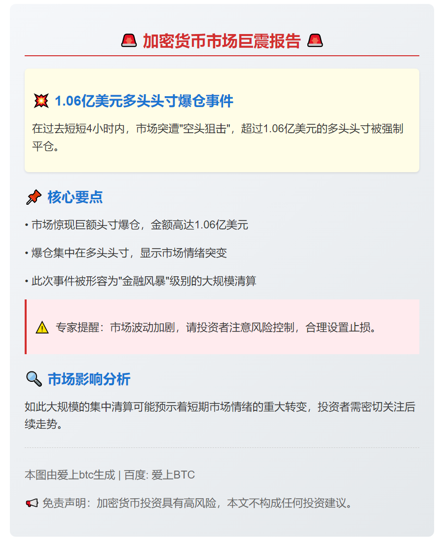 4小时超1亿美元多头爆仓