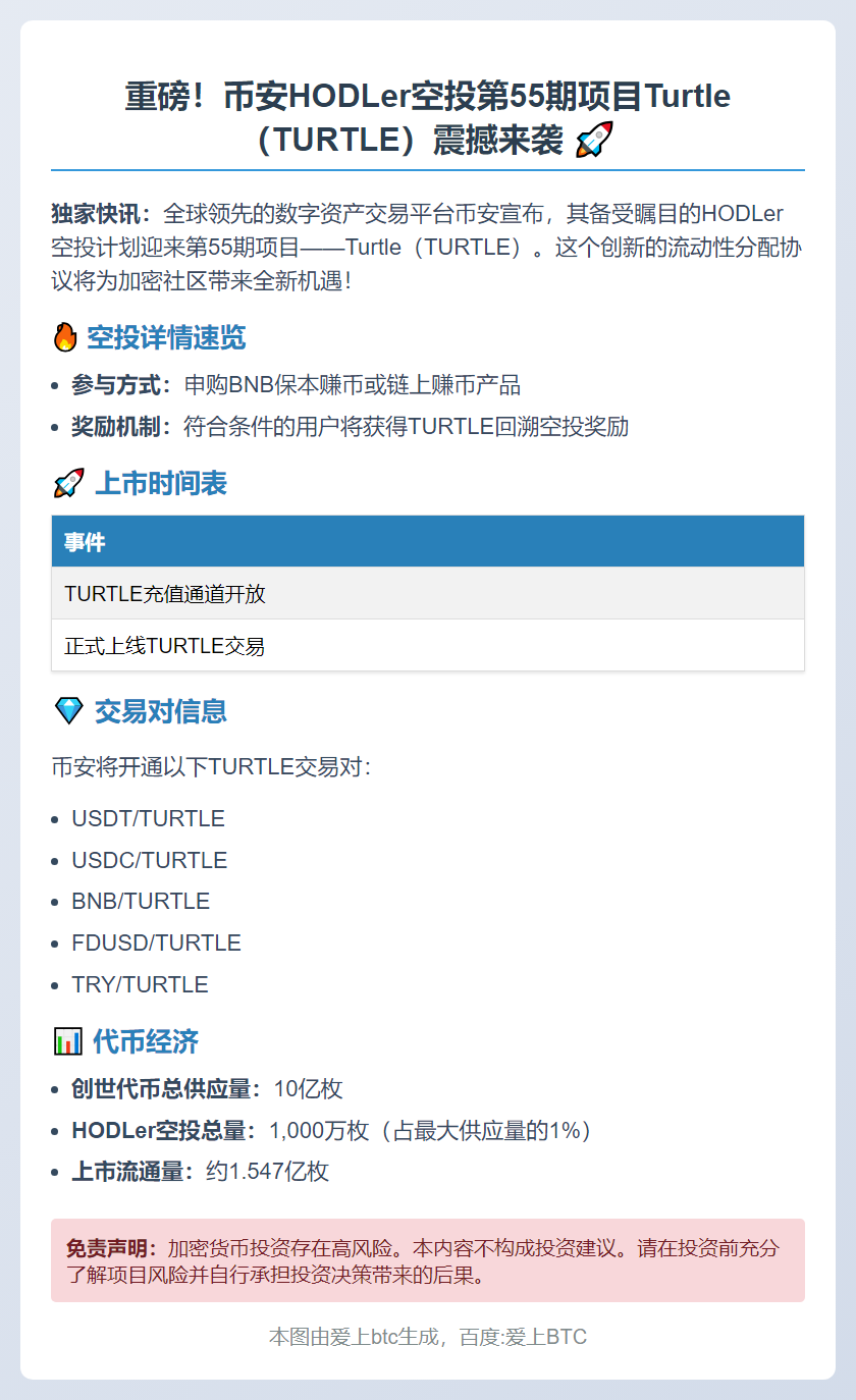 币安上线TURTLE空投