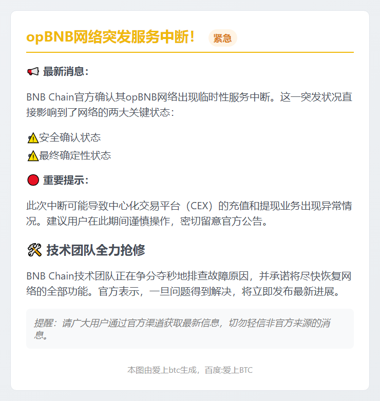 BNB Chain：opBNB网络临时中断