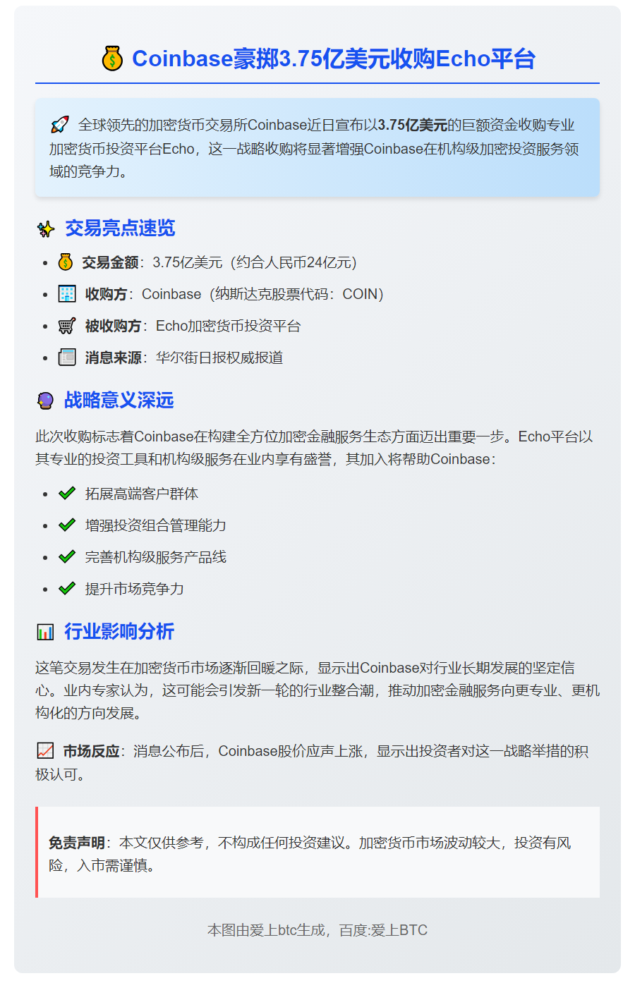Coinbase 3.75亿收购Echo