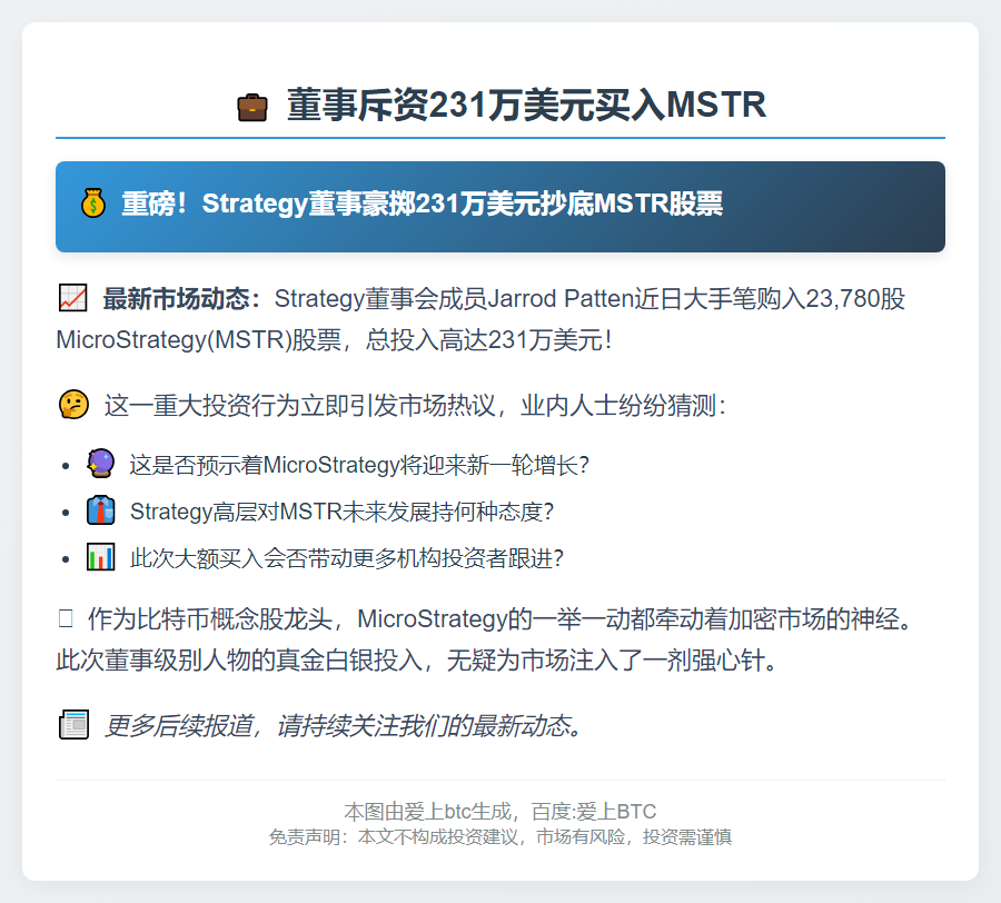 董事斥资231万美元买入MSTR