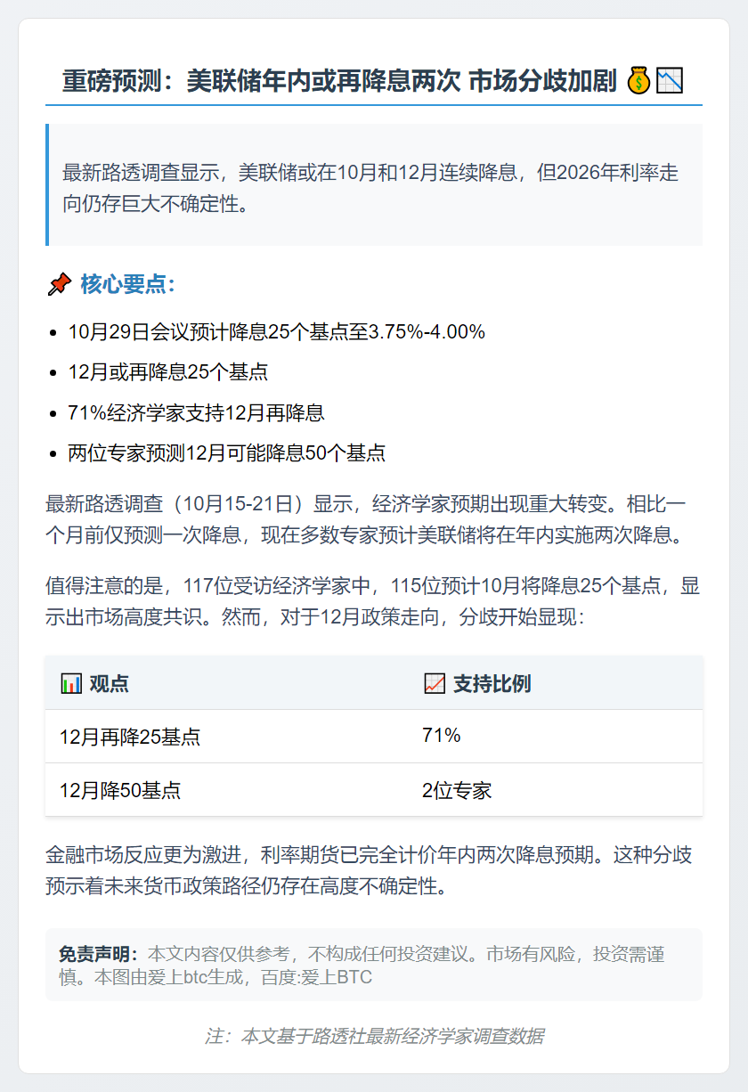 路透：美联储今年或再降息两次