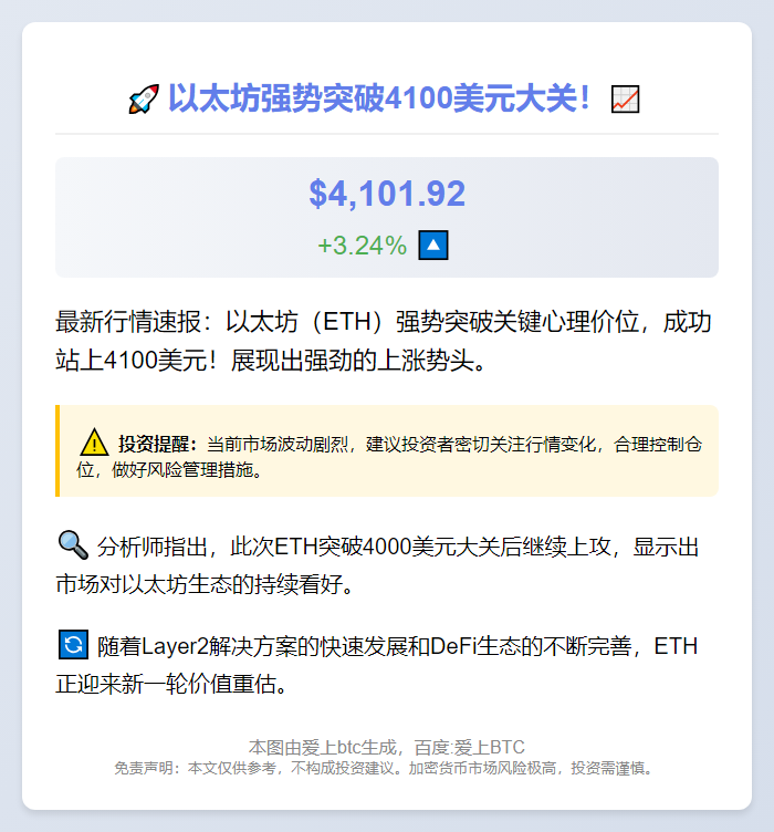 ETH突破4100美元