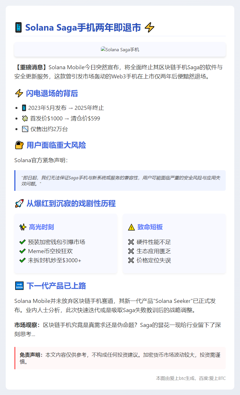 Solana Saga手机两年即退市