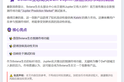 Jupiter推出预测市场测试版