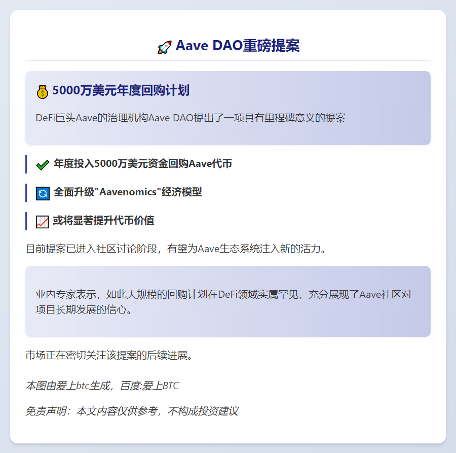 Aave DAO提议5000万美元年度回购