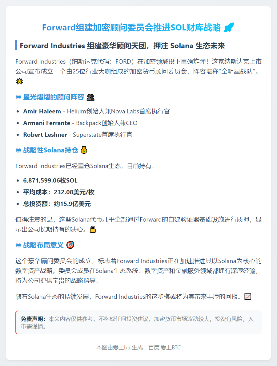 Forward组建加密顾问委员会推进SOL财库战略