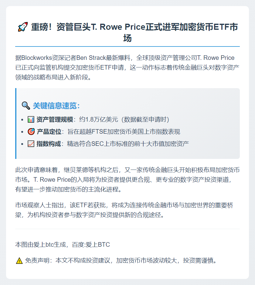 T. Rowe Price申请加密ETF