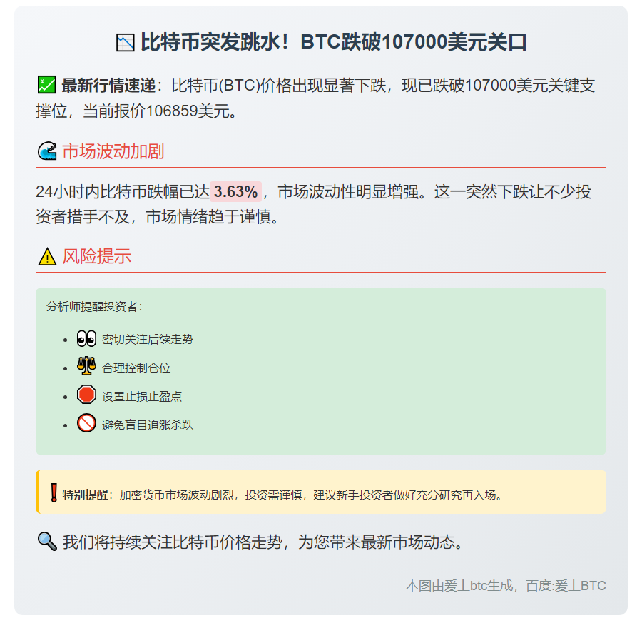 比特币跌破10.7万美元