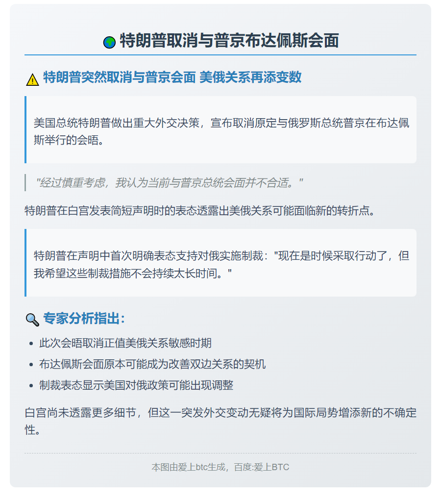 特朗普取消与普京布达佩斯会面