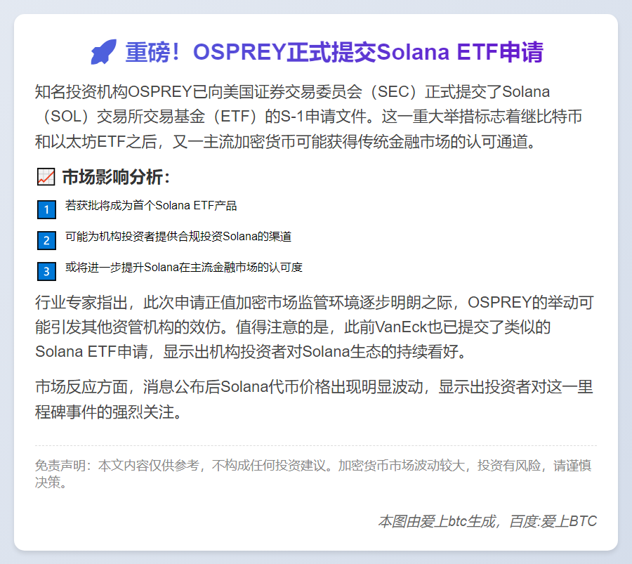 Solana ETF申请提交