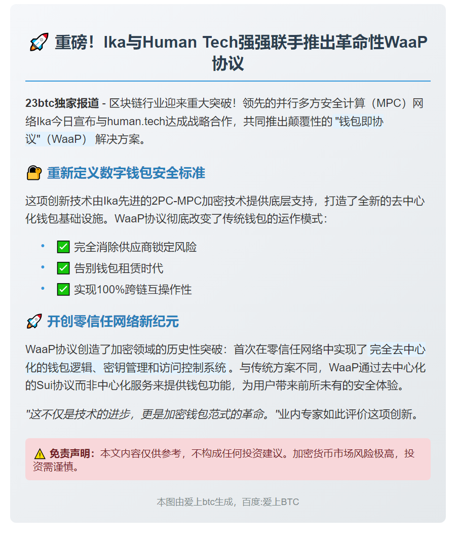 Ika与Human Tech推出WaaP协议钱包