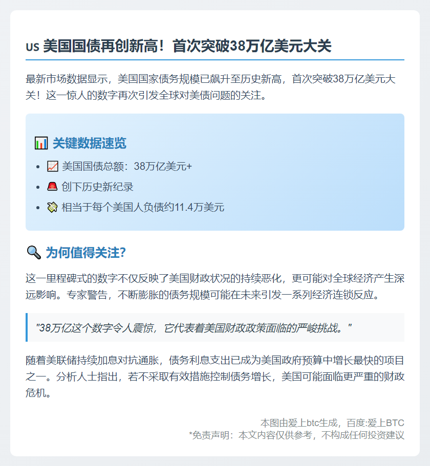 美债首破38万亿