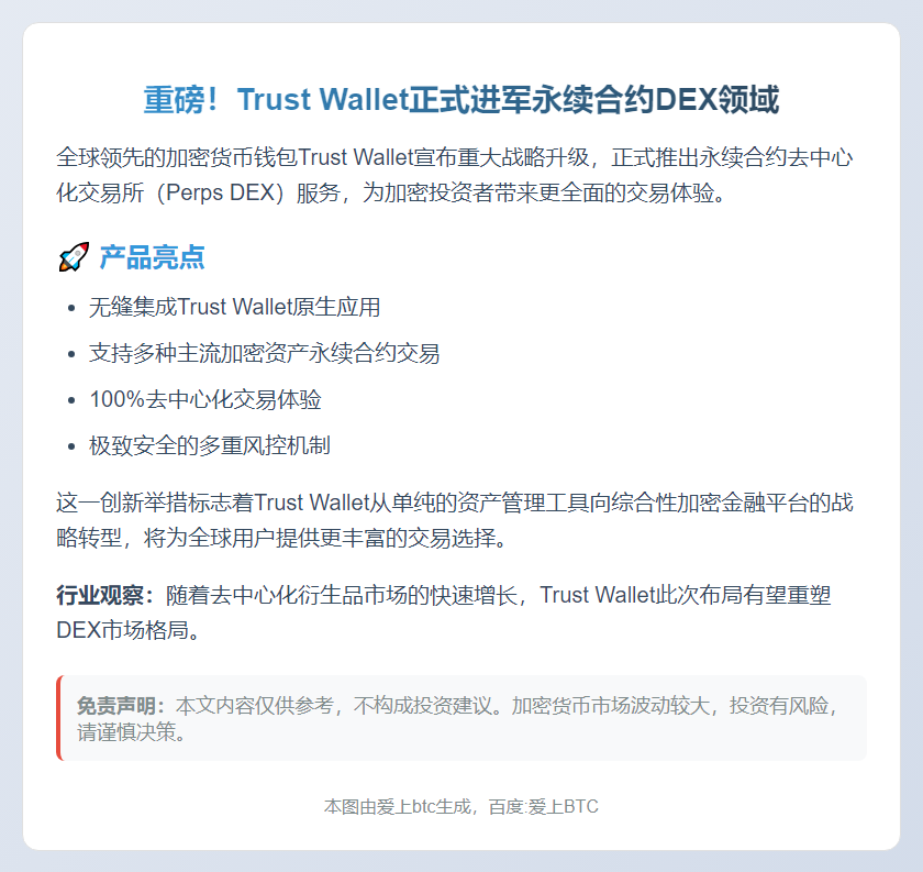 Trust Wallet推出Perps DEX