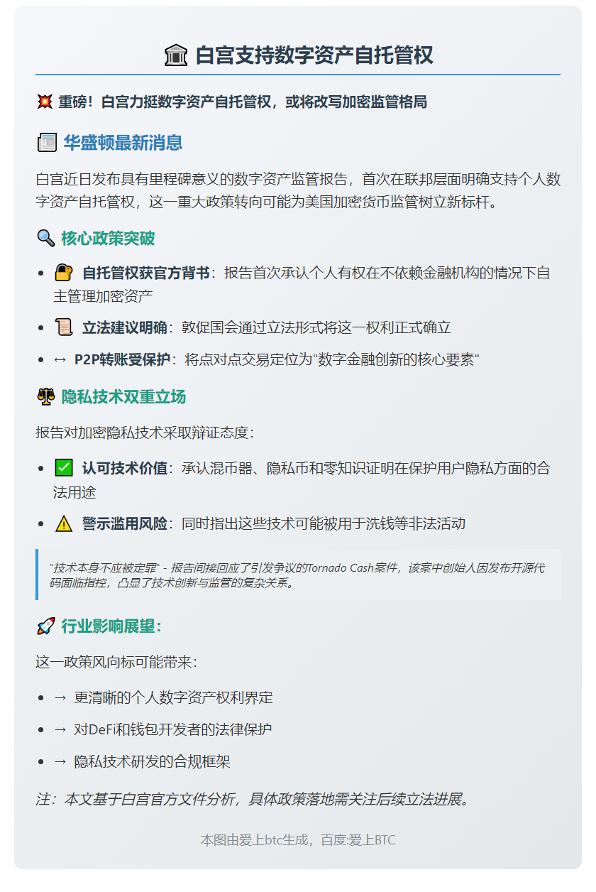 白宫支持数字资产自托管权