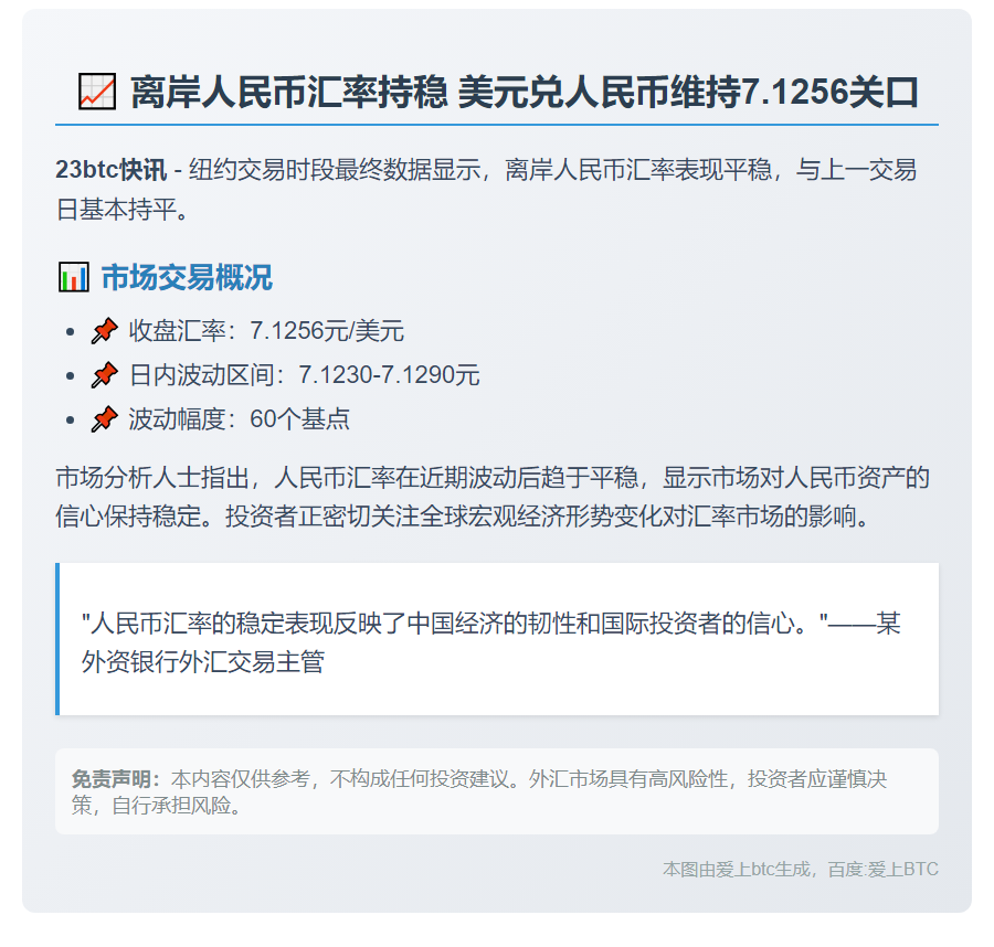 离岸人民币兑美元持平