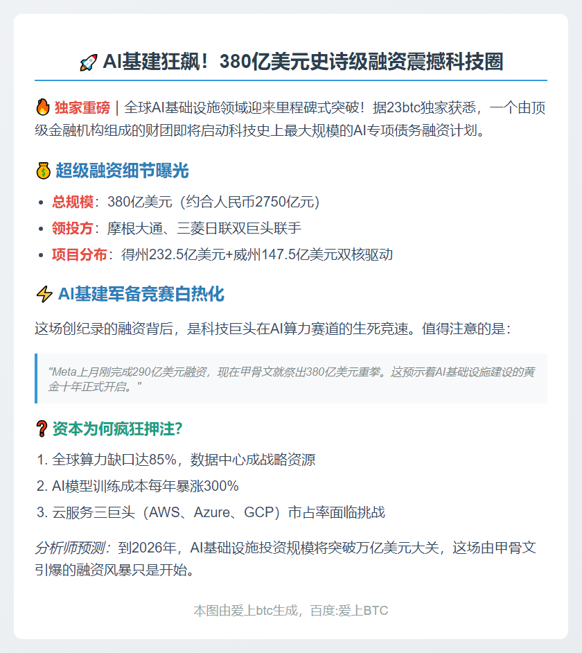 甲骨文获380亿美元AI融资创纪录