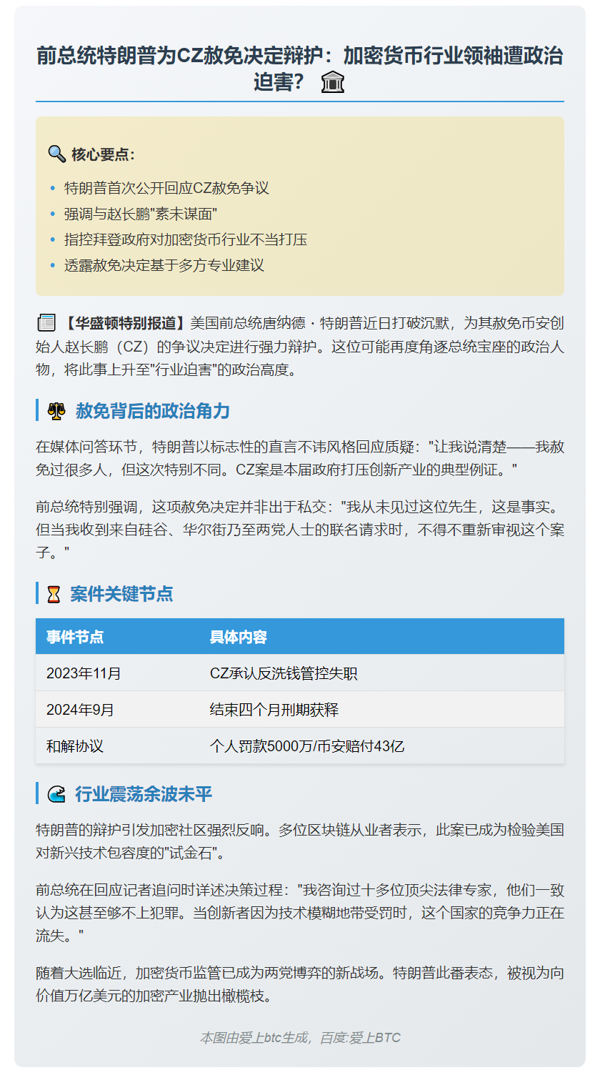 特朗普为CZ辩护：从未谋面但支持者众