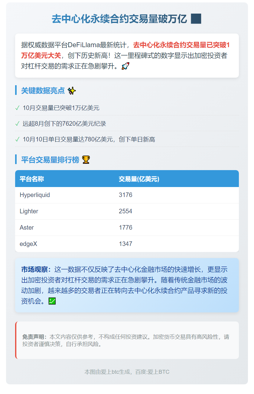 10月去中心化永续合约交易量破万亿