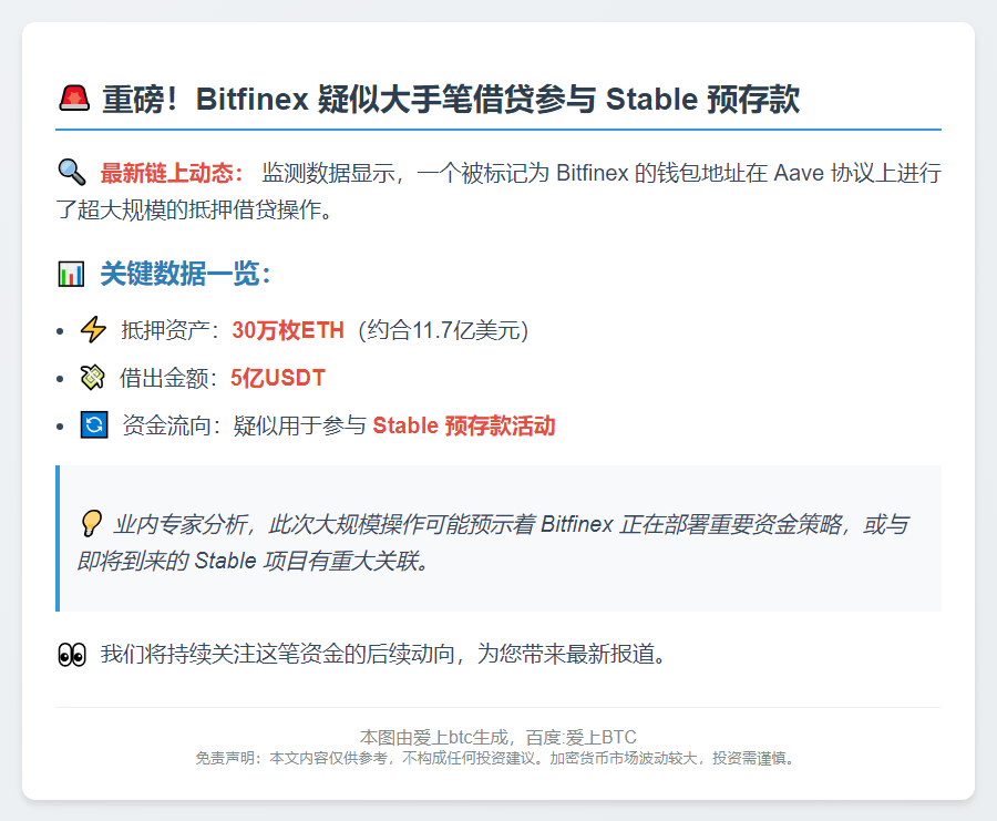 Bitfinex抵押30万ETH借款5亿USDT