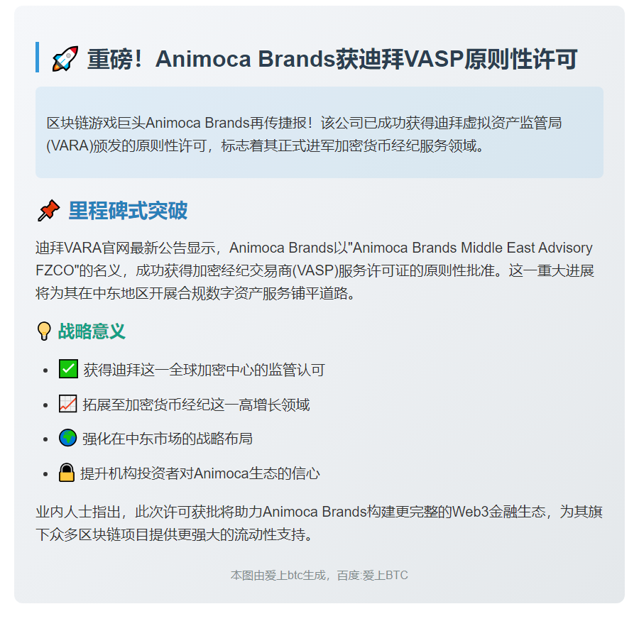 Animoca Brands获迪拜VARA原则性许可