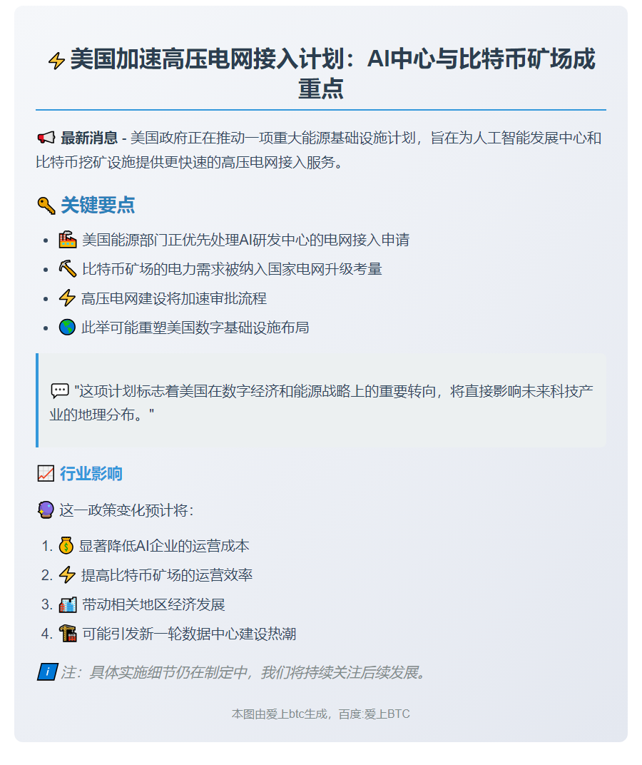 美加速高压电网接入AI与比特币矿场
