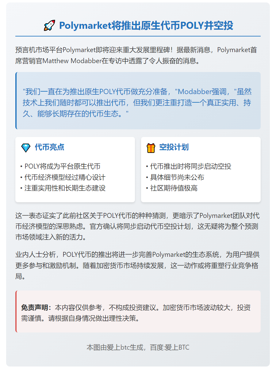 Polymarket将推出原生代币POLY并空投