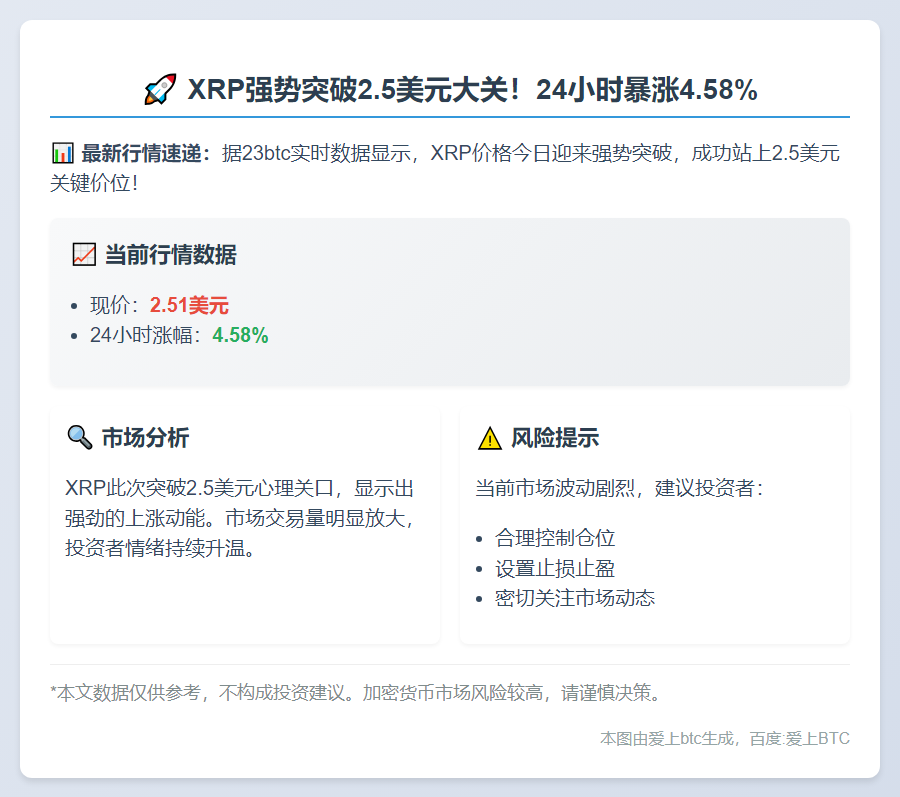 XRP冲破2.5美元