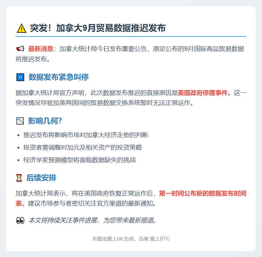 加统计局推迟9月贸易数据发布