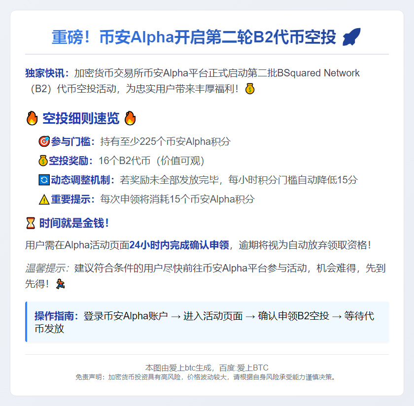币安 Alpha 上线第二批 B2 空投
