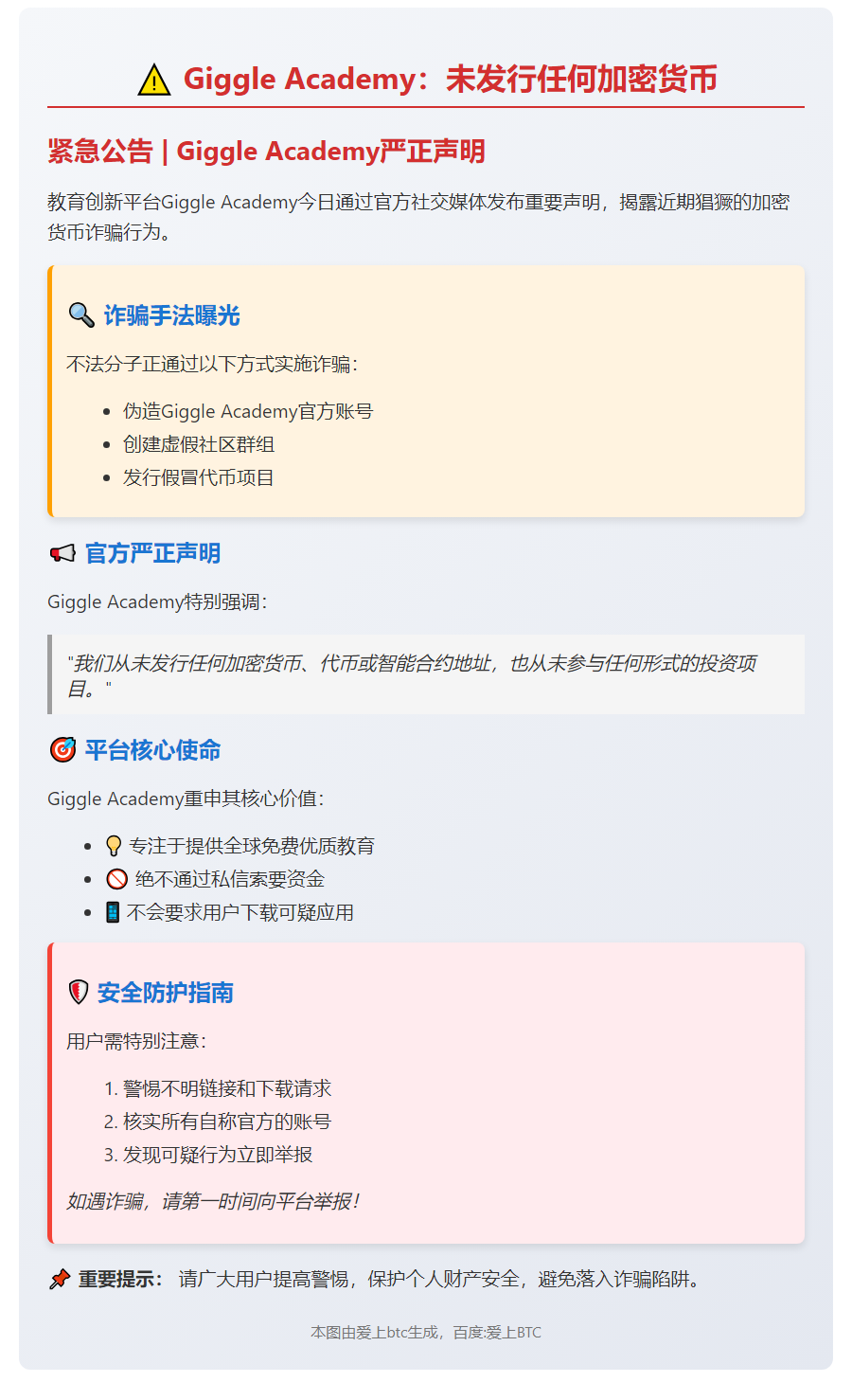 Giggle Academy：未发行任何加密货币