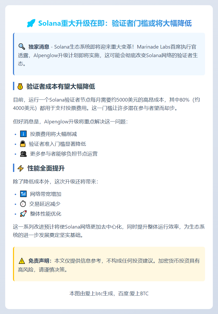Solana升级或降低验证者门槛