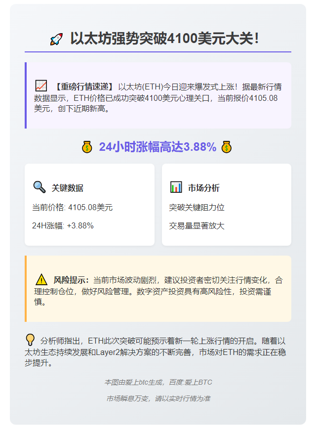 ETH突破4100美元